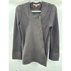 Beyond‎ Threads Gray Button Asymetrical Cardigan Jacket Alpaca Wool Size Small